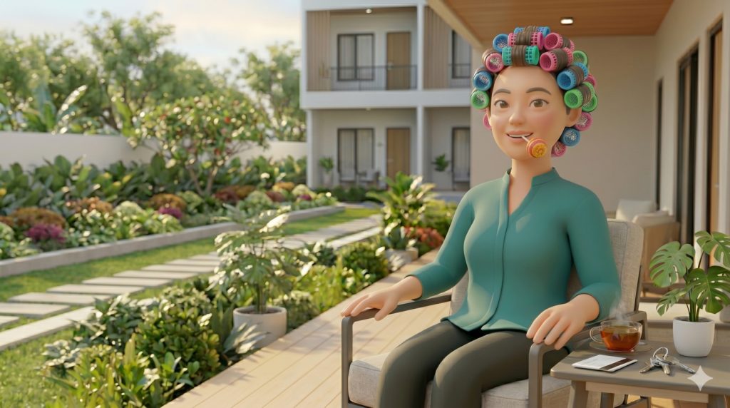 Ibu Ros sedang bersantai
